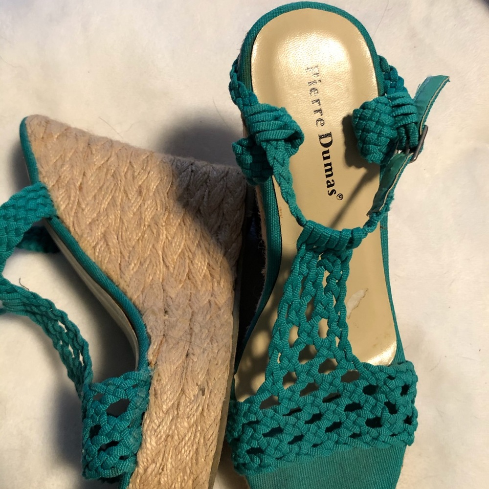 Turquoise Wedge Sandals - Picture 2 of 4
